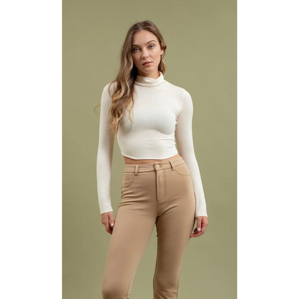 TW1525 HIGH WAIST STRAIGHT LEG CROPPED PANTS - Picture 5 of 5